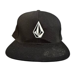 Volcom Stone Logo Snapback Hat Black Flat Brim Adjustable Skate Cap